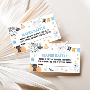 Bearbeitbare Little Boo Baby Shower Windel Tombola Ticket Halloween Junge Geist Windel Tombola Karten Ein kleiner Boo ist fast fällig Duschwindel 0181