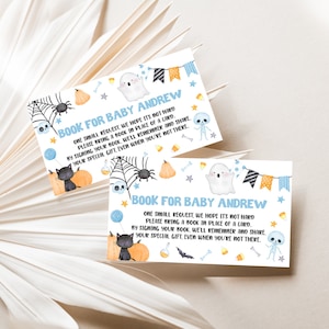 Bewerkbare Little Boo Baby doucheboek voor babykaart Halloween Boy Ghost Book Request Cards A Little Boo Is bijna Due Baby Shower 0181