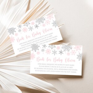 Bewerkbare Winter Sneeuwvlokken Baby Douche Boek voor Baby Kaart Meisje Sneeuwvlok Baby Douche Boek Verzoekkaarten Winter Wonderland Breng een boek 0187