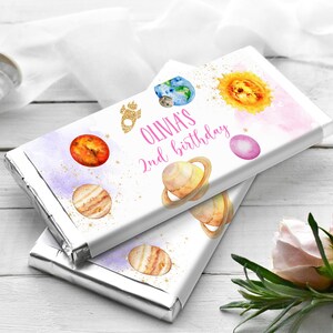 EDITABLE Outer Space Chocolate Bar Wrapper Planets Galaxy Birthday Candy Bar Wrapper Solar System Astronaut Rocket Candy Bar Wrapper  0142