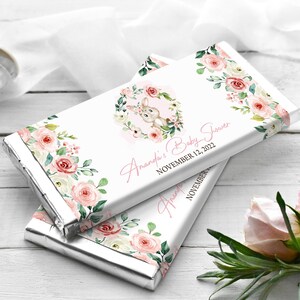 EDITABLE Bunny Chocolate Bar Wrapper Pink Floral Bunny Baby Shower Candy Bar Wrapper Girl Bunny Candy Bar Wrapper 0146