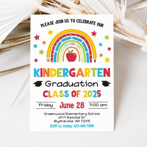 Kleuterschool afstudeeruitnodiging bewerkbare afstudeerceremonie uitnodigen kleuterklas afstudeeraankondiging school afstudeersjabloon 0206