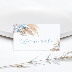 MODIFIABLE Pampas Grass Tent Card Boho Food Tags Tropical Desert Place Cards Boho Tropical Desert Favors Pampas Grass Buffet Label 0196