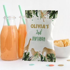 EDITABLE Wild Animals Chip Bag Wrapper Labels Safari Wild One Chip Bag Party Favor Jungle Animals Chip Bag Label Safari Chip Bag Labels 0101