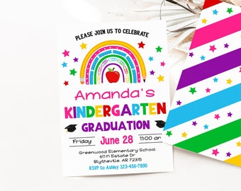Graduation Party Invitation Editable Kindergarten Graduation Invitation Kindergarten Class Graduation Announcement School Grad Template 0206