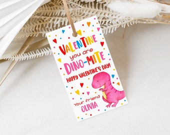 Dinosaur Valentine's Day Tag Editable Valentine You Are Dino Mite Tag Dino Valentines Day Tag Valentine's Day Gift Tag Instant Download 0140