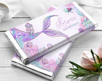 Editable Mermaid Birthday Chocolate Bar Wrapper (Digital Download)