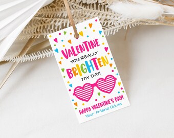 Heart Sunglasses Valentine's Day Card: Editable Classroom Gift Tag ...