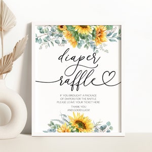 Sunflower Baby Shower Diaper Raffle Sign Rustic Sunflower Baby Shower Decoration Sunflower Diaper Raffle Sign Sunflowers Baby Shower 0173
