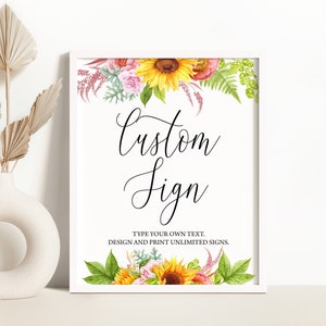 EDITABLE Sunflower Custom Sign Rustic Sunflower Custom Sign Sunflowers Baby Shower Sign Template Watercolor Sunflower Party Decor 0113