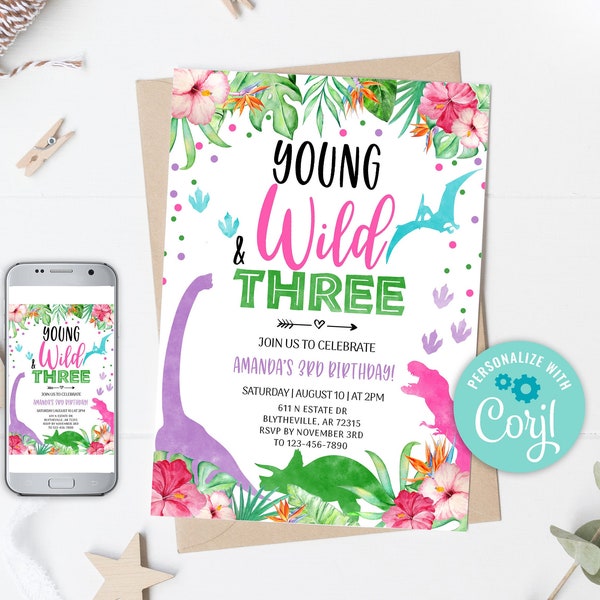 Young Wild and Three Girl Dino Etsy