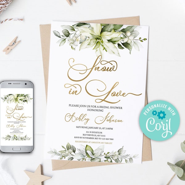 Winter Bridal Shower Invitation Snow in Love Bridal Shower Invitation Christmas Bridal Shower Invitation Holiday Bridal Shower Invite 0160