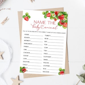 Strawberry Name The Baby Animal Baby Shower Game Berry Sweet Name The Baby Animal Game Strawberry Baby Shower Name The Baby Animal Game 0172