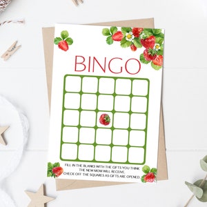 Strawberry Baby Bingo Baby Shower Game Berry Sweet Baby Bingo Game Strawberry Baby Shower Bingo Game 0172