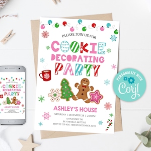 EDITABLE Cookie Decorating Party Invitation, Cookie Party, Cookies and Hot Chocolate Party Invite Hot Chocolate Christmas Party Invite 0136
