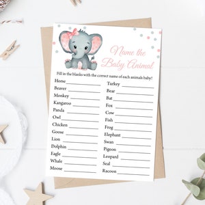 Rosa Elefant Name Das Baby Tier Baby Shower Spiel Mädchen Elefant Baby Shower Spiel Pink Dots Elefant Baby Shower Spiel 0166