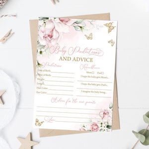 Plantilla EDITABLE de Consejos y Predicciones de Mariposa Rosa Tarjetas de Predicción de Mariposas Consejos para Mamá y Papá Plantilla de Predicción de Cartas de Juego 0162