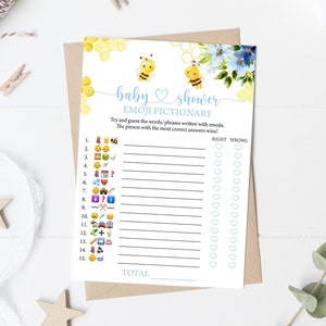 Biene Emoji Pictionary Baby Shower Spiel Honigbiene Emoji Baby Shower Spiel Mama zu Biene Baby Shower Hummel Baby Shower Emoji Spiel 0148
