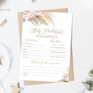 BEWERKBARE Pampas Grass-voorspellingen en adviessjabloon Boho-voorspellingskaarten Tropisch woestijnadvies voor mama en papa Game Card-voorspelling 0165