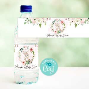 EDITABLE Bunny Bottle Label Pink Bunny Water Labels Printable Girl Bunny Baby Shower Bottle Label Easter Some Bunny Bottle Label 0146