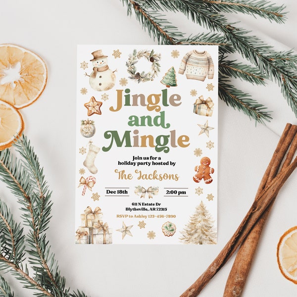 EDITABLE Jingle And Mingle Christmas Party Invitation Jingle And Mingle Holiday Party Invitation Christmas Invitation Printable 0212