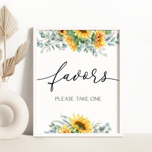 Sunflower Favors Baby Shower Sign Watercolor Sunflower Baby Shower Decoration Rustic Sunflower Table Decor Sign Please Take One Sign  0173