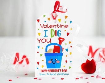 Editable Valentine I Dig You Gift Tag Shovel I Dig You Valentine Gift Tag Valentines Day Classroom Gift Tag Instant Download 0140