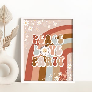 Groovy Peace Love Party Sign 70&#39;s Birthday Party Table Decor One Two Groovy Party Hippie Table Decor Rainbow Peace Love Party Birthday 0170