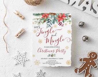 EDITABLE Jingle and Mingle Christmas Invitation, Christmas Party Invitation, Holiday Party Invitation, Christmas Invitation Printable 0132