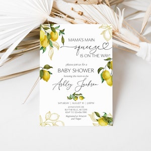 Mama&#39;s Main Squeeze Baby Shower Einladung Lemon Baby Shower Einladung Limonade Baby Shower Einladung Sommer Baby Shower Einladung 0199