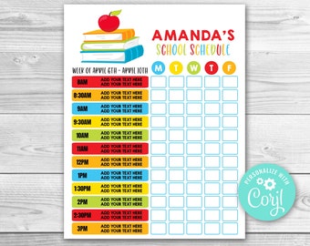 Editable Homeschool Schedule, Homeschool Schedule Daily Routine, Kids Daily Schedule, Chore Chart Kids Routine, Weekly Home School Planner