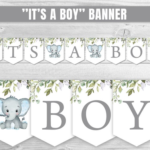 It's a Boy Banner Elephant Baby Shower Banner Elephant Etsy