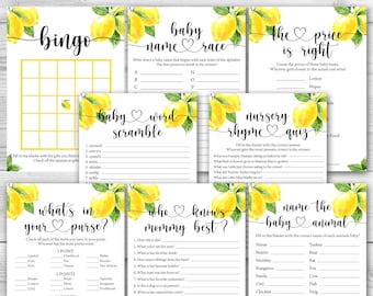 A Little Lemon is on the Way Baby Shower Game Bundle Lemon Baby Shower Game Package 8 Printable Lemon Baby Shower Games Pack 0121