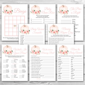 Girl Pumpkin Baby Shower Game Package, 8 Printable Pink Pumpkin Baby Shower Games Party Pack, Printable Baby Shower Games Bundle 0152