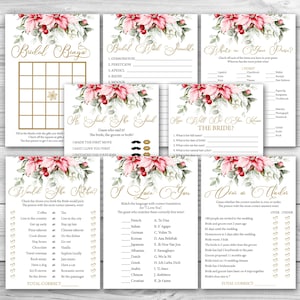 Winter Bridal Shower Game Bundle Christmas Bridal Shower Game Package 8 Printable Holiday Bridal Shower Games Pack 0160