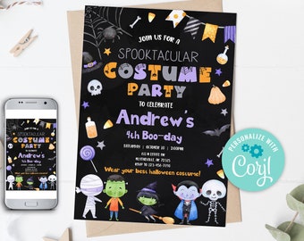Editable Halloween Costume Party Invitation Halloween Birthday Invitation Spooktacular Halloween Party Kids Halloween Invitation 0180