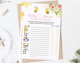 Bee Baby Shower Emoji Pictionary Game (Digital Download)
