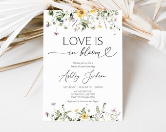 Wildflower Bridal Shower Invitation, Boho Editable Template (Digital Download)