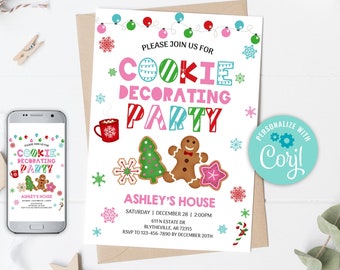 EDITABLE Cookie Decorating Party Invitation, Cookie Party, Cookies and Hot Chocolate Party Invite Hot Chocolate Christmas Party Invite 0136