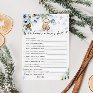 Orso invernale che conosce la mamma Miglior gioco per baby shower Boy Bear Gioco per baby shower Orso per fiocchi di neve Gioco per baby shower 0185
