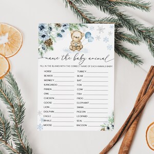 Winter Bear Name The Baby Animal Baby Shower Game Boy Bear Baby Shower Game Snowflake Bear Baby Shower Game 0185