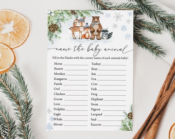 Winter Woodland Animals Name The Baby Animal Baby Shower Game Winter Woodland Baby Shower Game Winter Forest Animal Baby Shower Game 0190