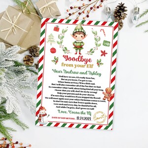 Carta de despedida de elfo EDITÁVEL Carta de elfo menino Carta de partida de elfo Modelo de carta de despedida de elfo para impressão de Natal Carta de despedida de elfo 0217
