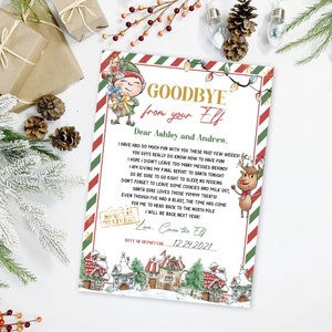 Carta de despedida de elfo EDITÁVEL Carta de elfo menino Carta de partida de elfo Modelo de carta de despedida de elfo para impressão de Natal Carta de despedida de elfo 0216