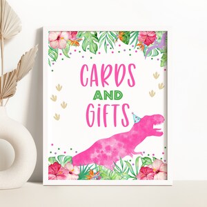Cartões e presentes de dinossauro sinal de festa pré-histórica dinossauro t-rex decoração de mesa dino presente sinal de mesa dinossauro rosa decoração de festa de aniversário 0237