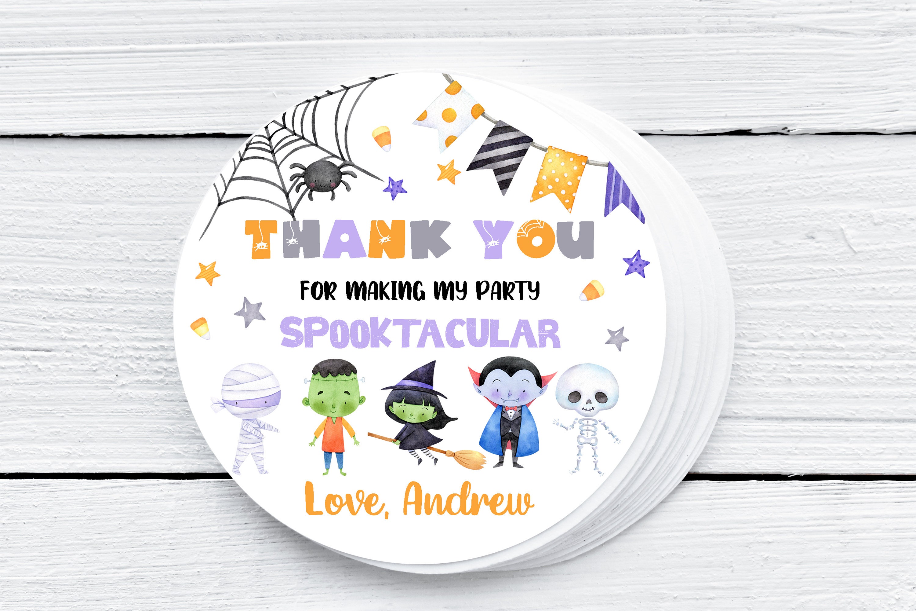 EDITABLE Halloween Birthday Thank You Tag Halloween Treat Tags ...
