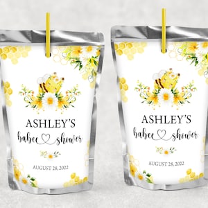 EDITABLE Bee Juice Labels Bumble Bee Juice Pouch Labels Honey Bee Baby Shower Juice Label Gender Neutral Bee Baby Shower Label 0148