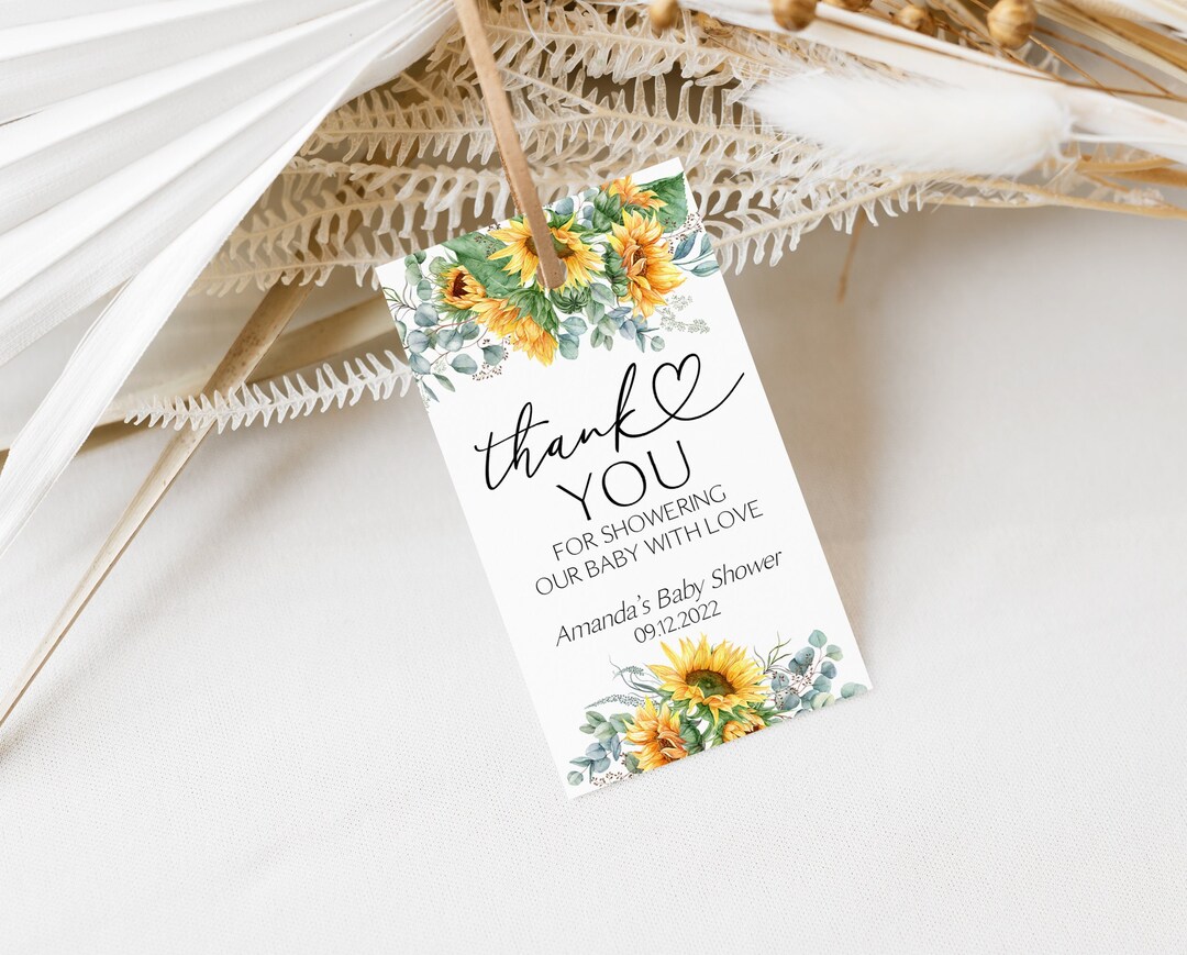 EDITABLE Sunflower Favor Tag Printable Sunflower Baby Shower Thank You ...