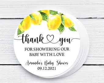 Editable Lemon Thank You Tags, Baby Shower Favor (Digital Download)