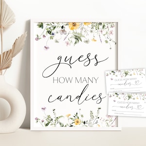 Wildflower Guess How Many Candies Game Sign Baby in Bloom Candies Baby Shower Game Wildflower Baby Shower Game Ideas 0201